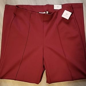 NEW Rafaella Woman's Wide leg trousers Size 16 Burgundy Red